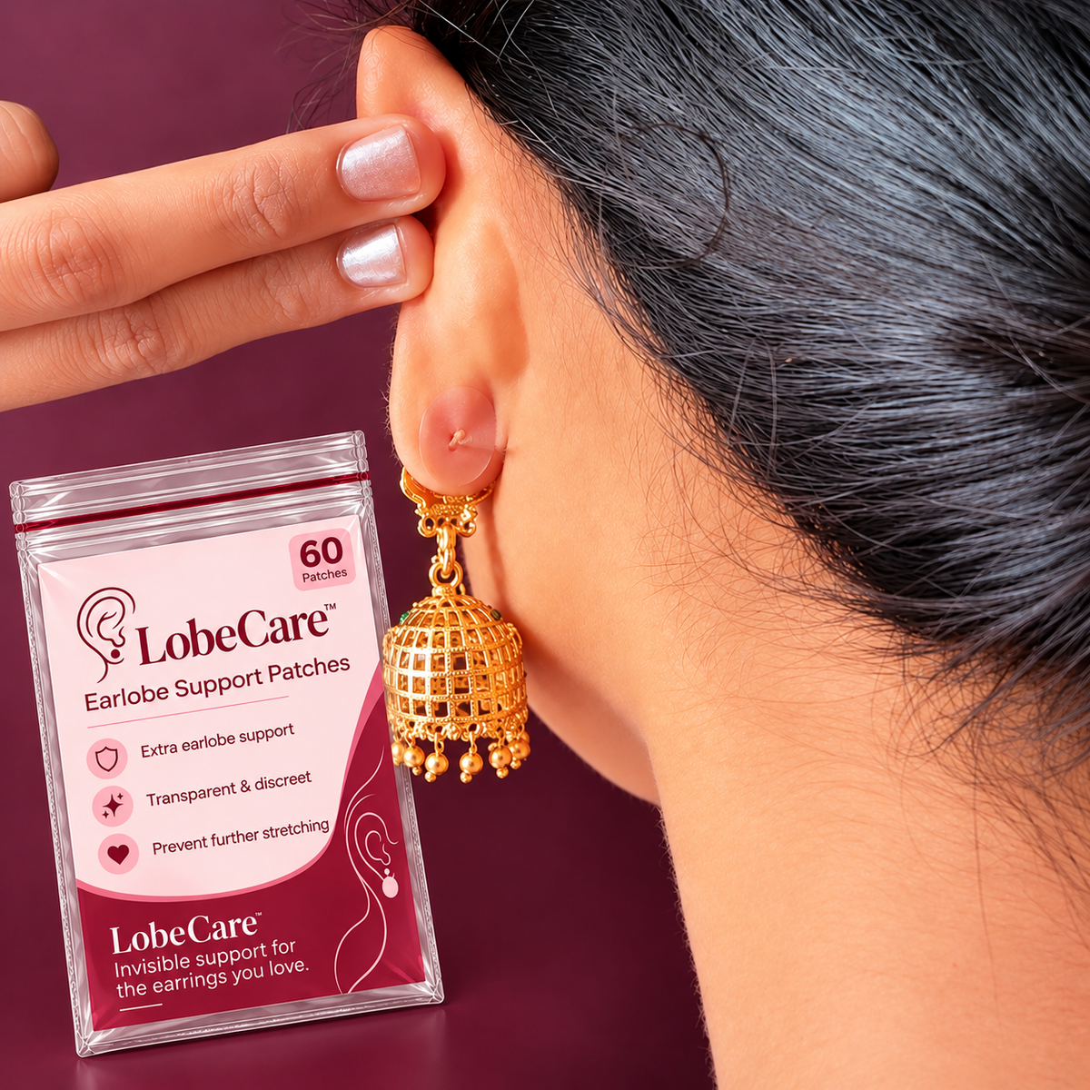 LobeCare™ (60 Patches) – Protective Earlobe Support Patches