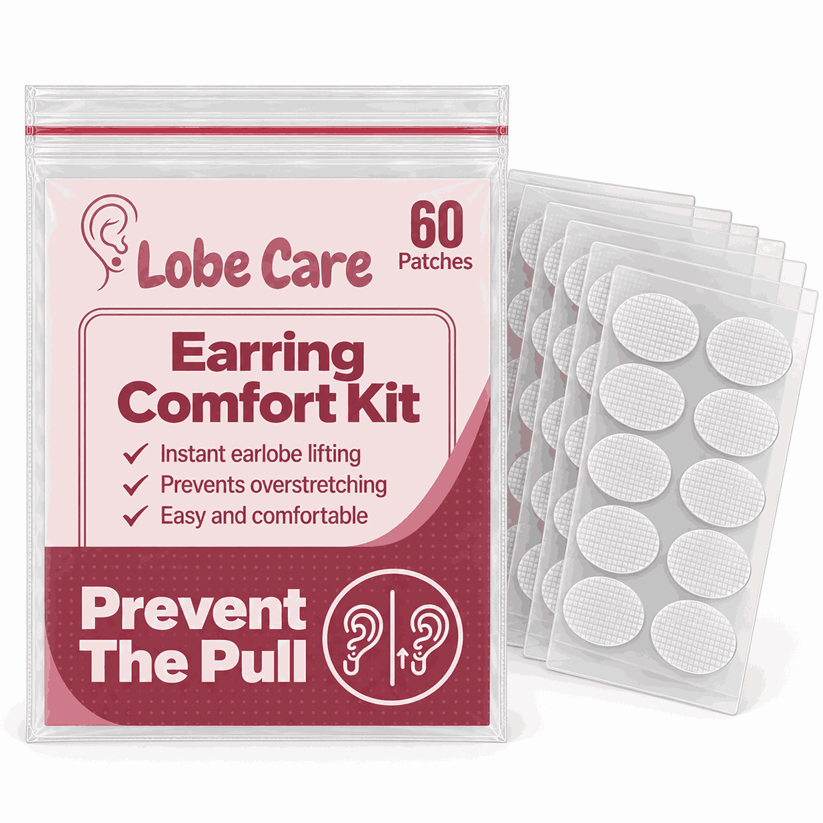 Protect Your Ear Lobes - Earring Support Patches for Pierced Ears (60 Patches) | Lobe Care™
